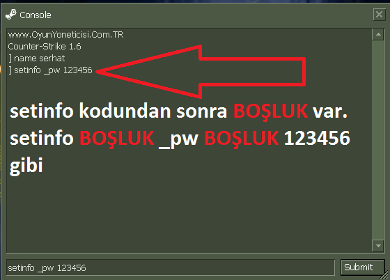 cs 1.6 admin girişi